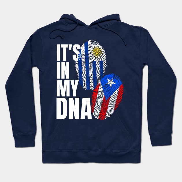 Uruguayan Puerto Rican DNA Mix Flag Heritage Gift Hoodie by Just Rep It!!